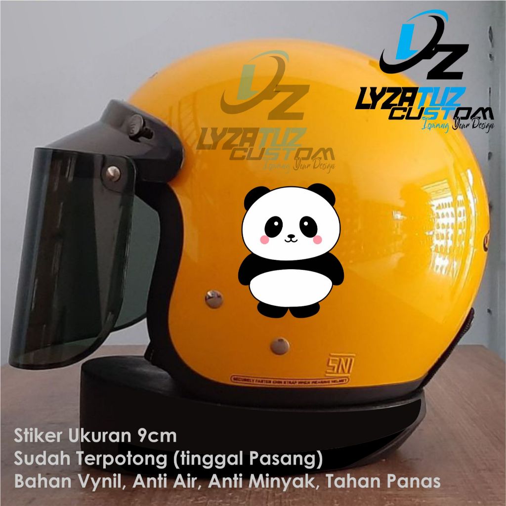 STIKER HELM PANDA LUCU STICKER HELEM PANDA GEMOY SEPEDA LISTRIK MOTOR ANTI AIR