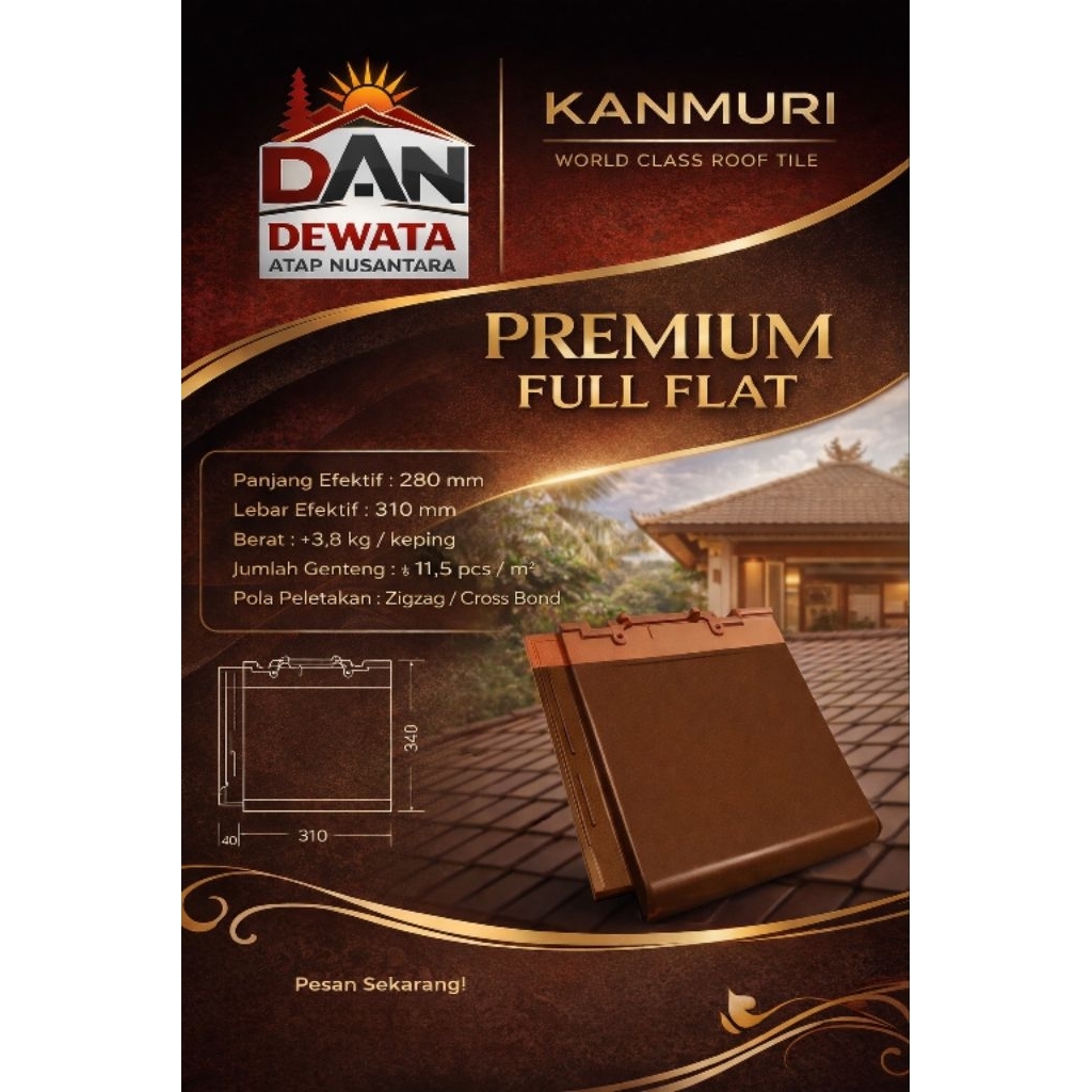 genteng kanmuri full flat warna natural