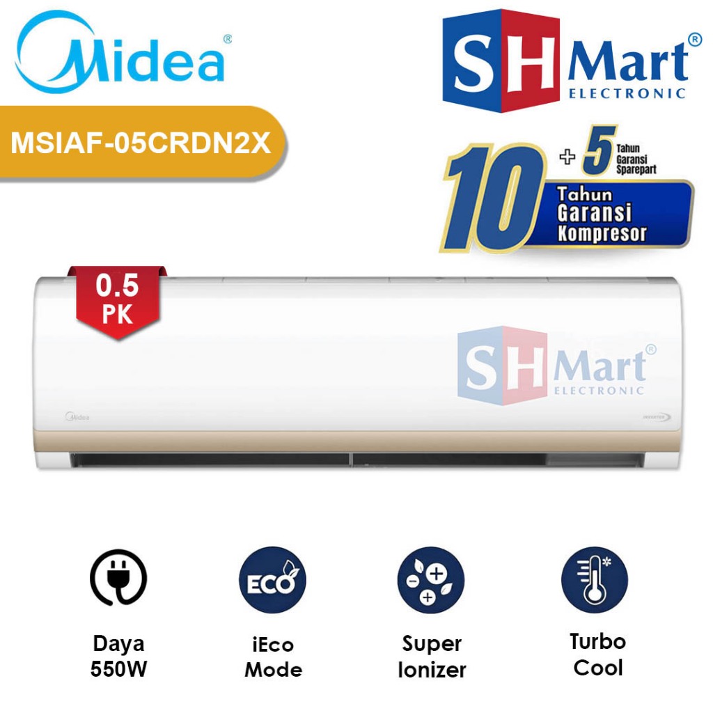 Ac Midea 1/2 Pk MSIAF-05CRDN2X / MSIAF05CRDN2X Inverter Self Cleaning Hemat Listrik (MEDAN)