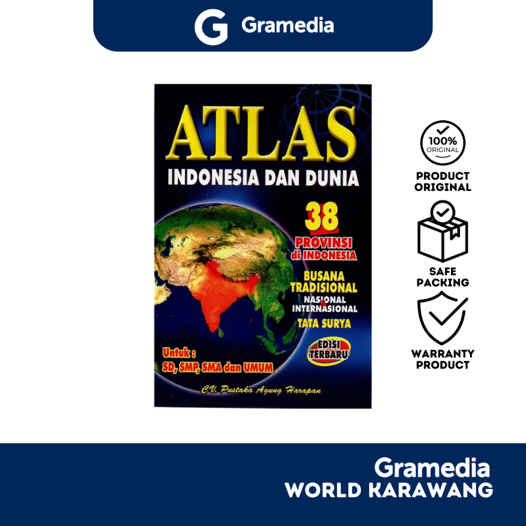 Gramedia Karawang - Buku Referensi - Atlas Indonesia & Dunia 38 Provinsi Edisi Terbaru - TIM PENYUSU