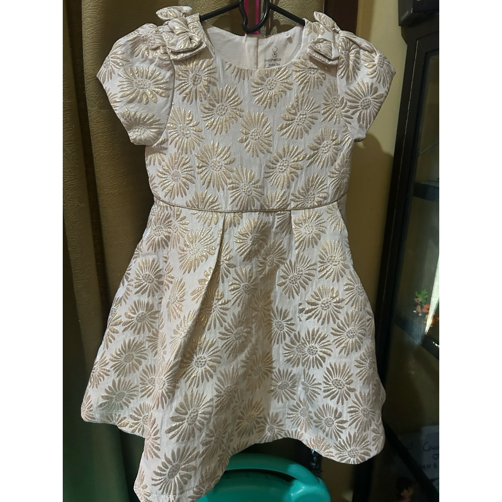 Mothercare party dress gold & ivory jacquard dress