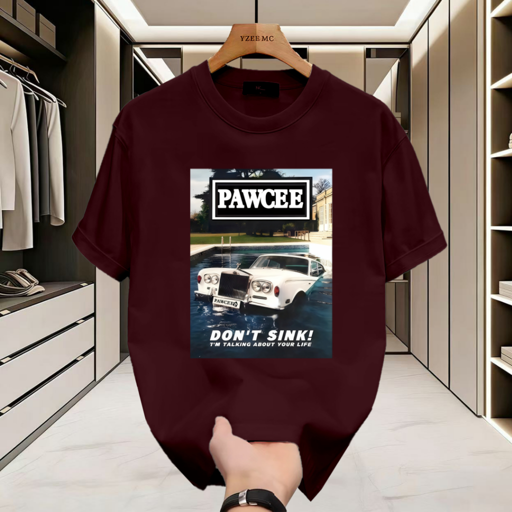 [COD] Kaos dengan cetak Rolls-Royce gaya retro Amerika, baju putih pria yang mewah dan elegan.