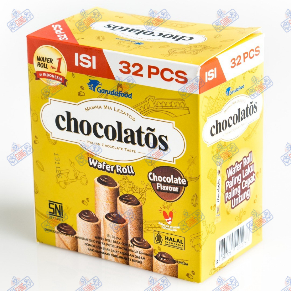 Chocolatos Wafer Roll 1 Box - 32 Pcs Dus Pak - Stick Murah Garuda Food