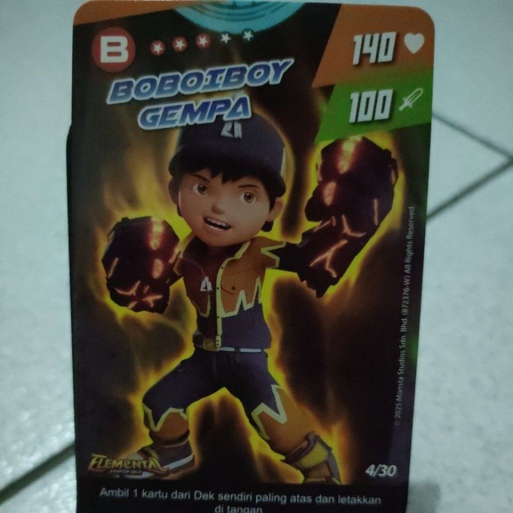 Monsta Galaxy Card Pek Elemental Kartu BoBoiBoy Gempa Limited Edition