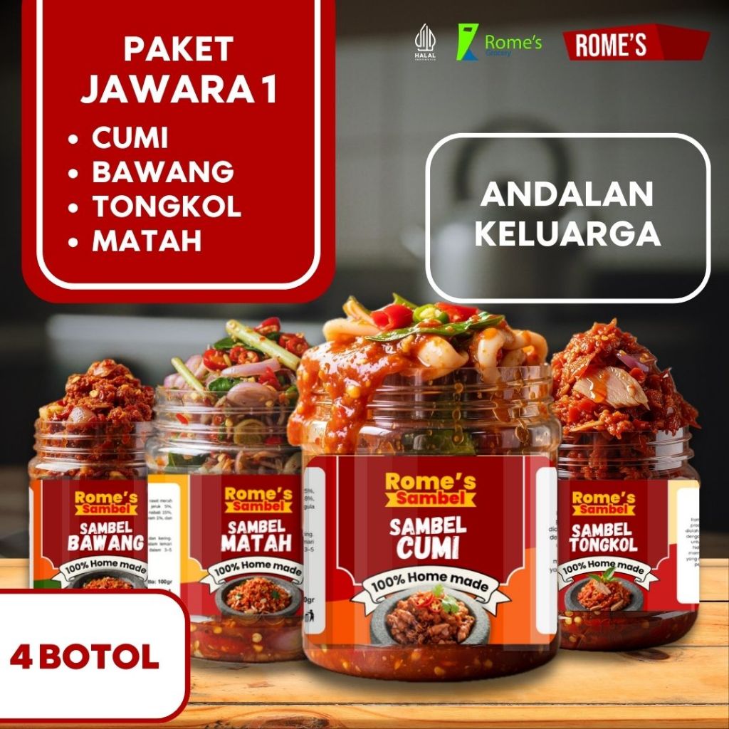Paket Jawara 1 – Sambal Cumi, Sambal Bawang, Sambal Tongkol & Sambal Matah - Jawara Rasanya