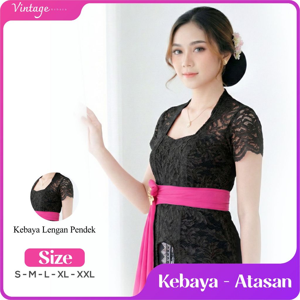 Kebaya Brokat Sofia Lengan Pendek Bahan Brokat Full Strait Multiwarna S-XXL
