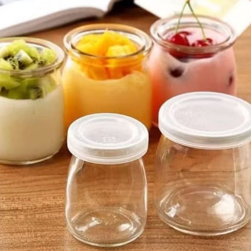 Botol Kaca Bening 150ML Tutup Putih Press Tekan Kedap Karet Putih Kapasitas 150ML Botol Kaca Kecil T