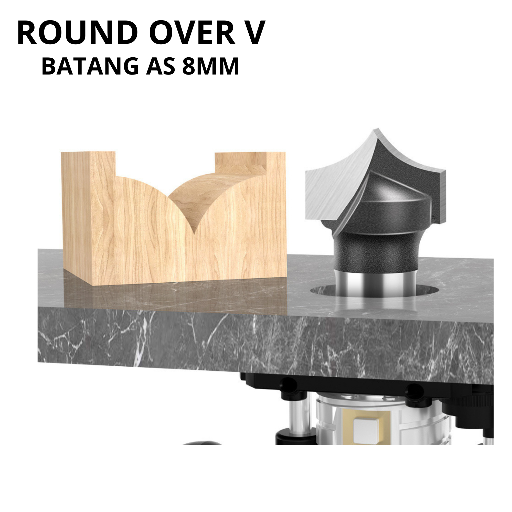 Mata Router Round Over V CNC Mata Profil Kayu Shank 8mm