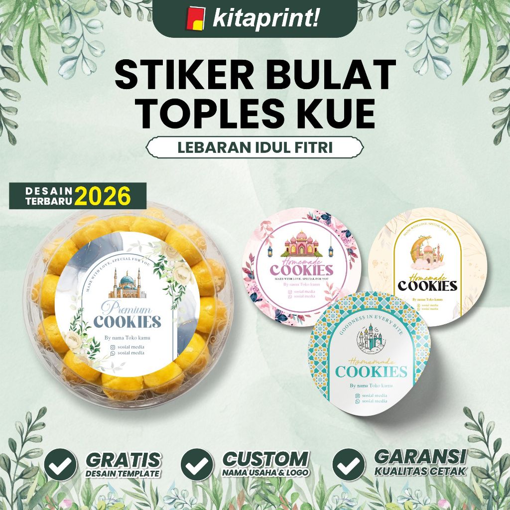 Stiker Toples Kue Lebaran / Stiker Label Kue Kering Spesial Lebaran / Stiker Hampers Lebaran Custom