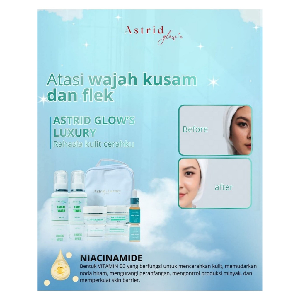 ASTRID GLOW Luxury Skincare Mencerahkan Kulit Melembabkan Mengurangi Flek 100% Original