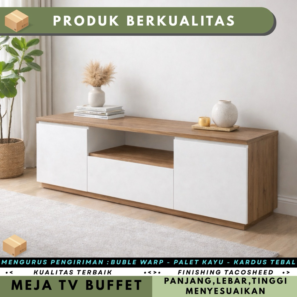 Meja TV Minimalis Modern Buffet TV Plywood Tahan Air dan Jamur