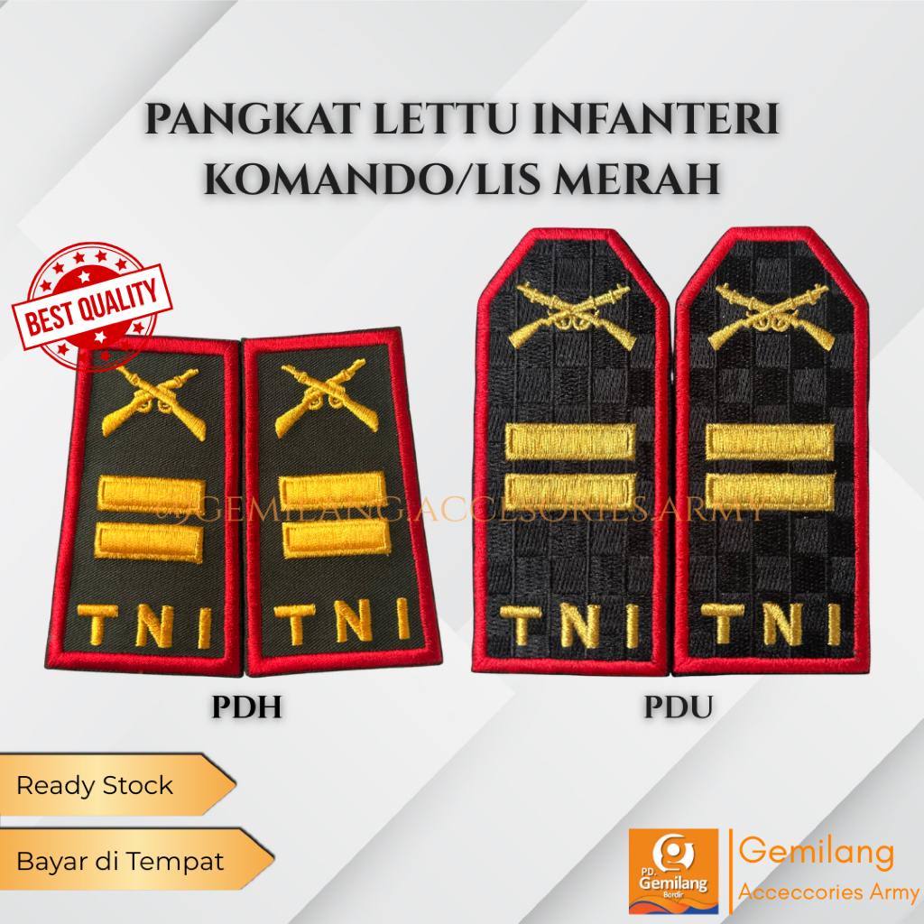 PANGKAT PDU & PDH LETTU INFANTERI KOMANDO/LIS MERAH TNI AD | Pangkat PDUTNI | Pangkat PDH TNI | Read