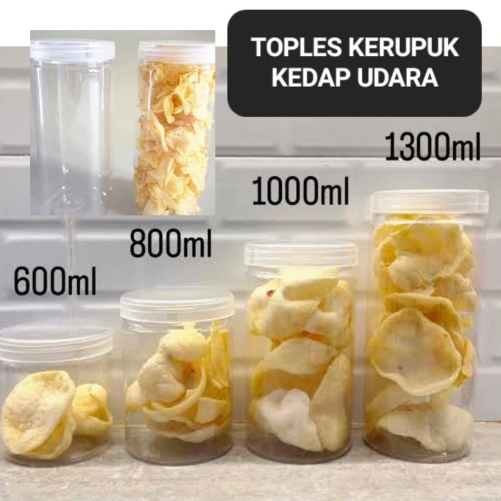 Toples Kerupuk Kedap Udara Silinder Bening Transparan | Lodong Wadah tempat snack krupuk | Jar Wadah