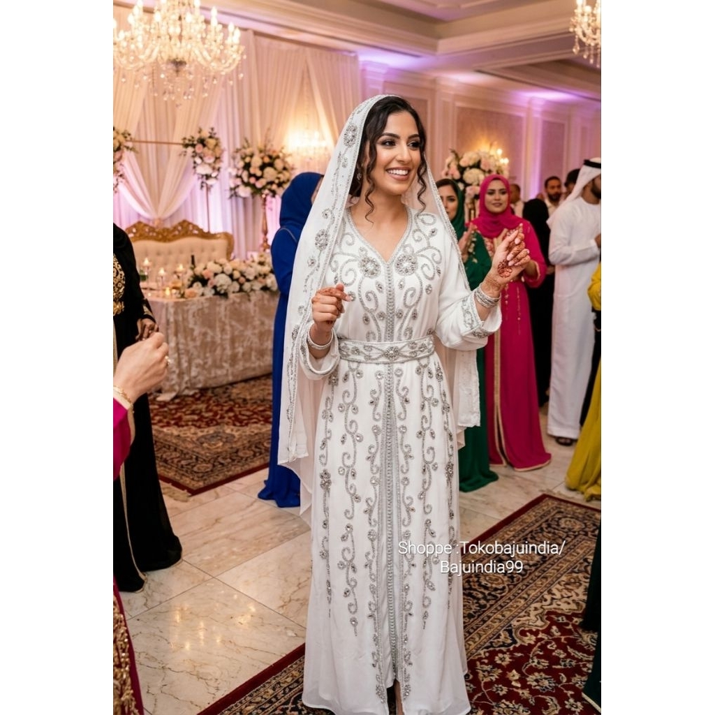 kaftan gamis dress india muslim arab pakistan mewah pesta premium baju pulang haji idul fitri Baju H