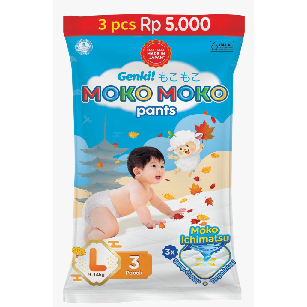 Genki mokomoko,popok celana renteng
