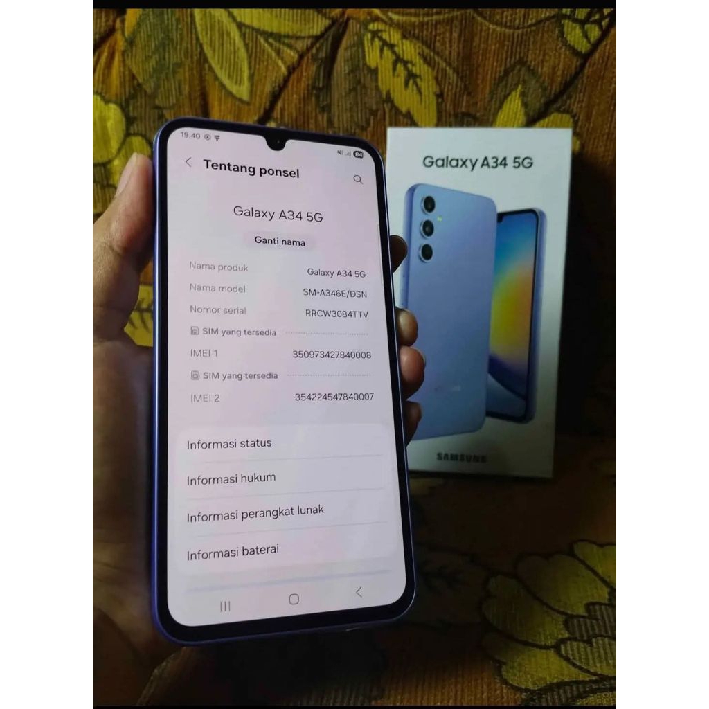 SAMSUNG A34 SECOND ORI SEIN FULLSET
