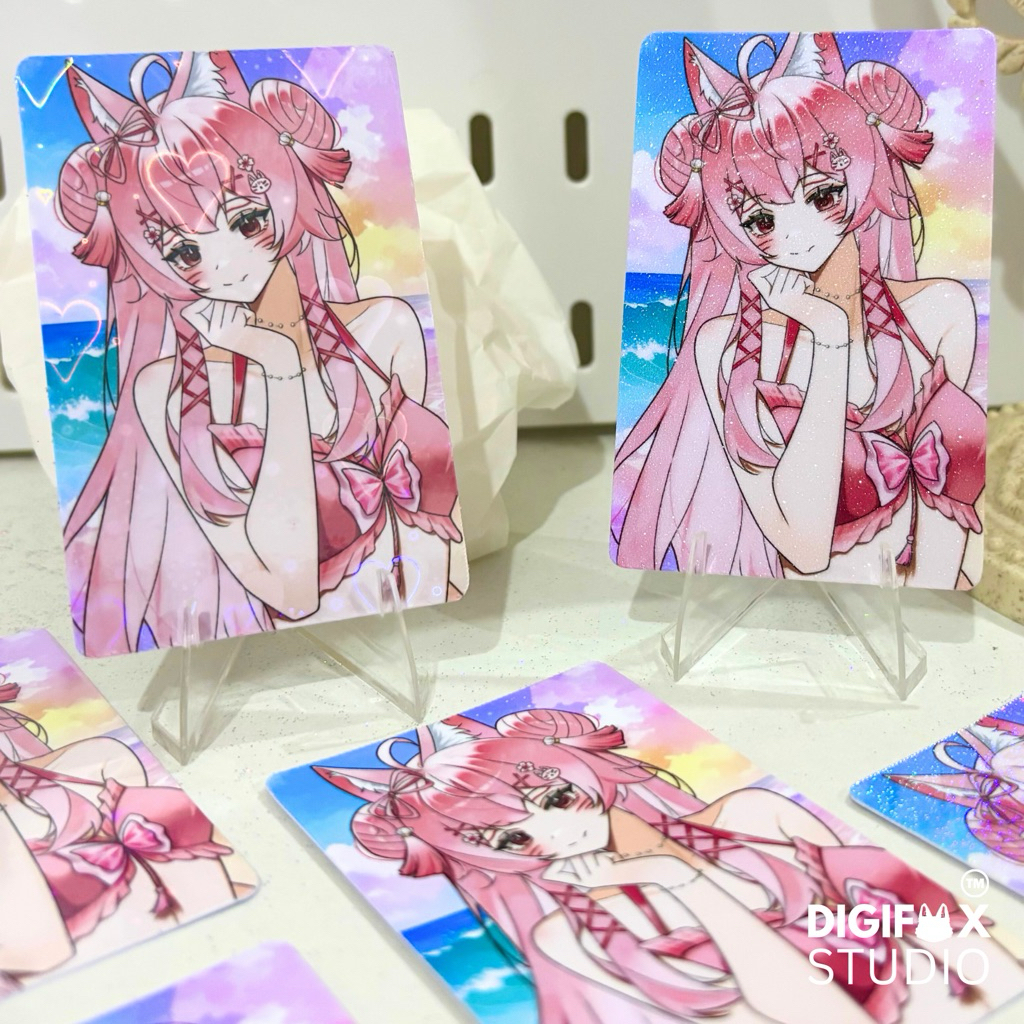 Custom Cetak Photocard Glitter Hologram Glossy Matte, Custom Photocard Laminasi Hologram Glitter Dof