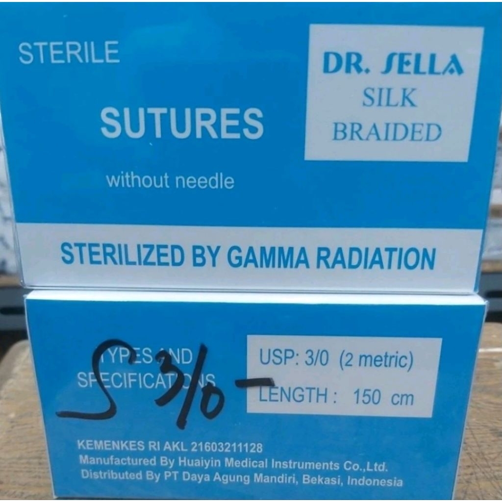 Silk braided dr sella / silk braided tanpa jarum / suture / catgut /Benang silk