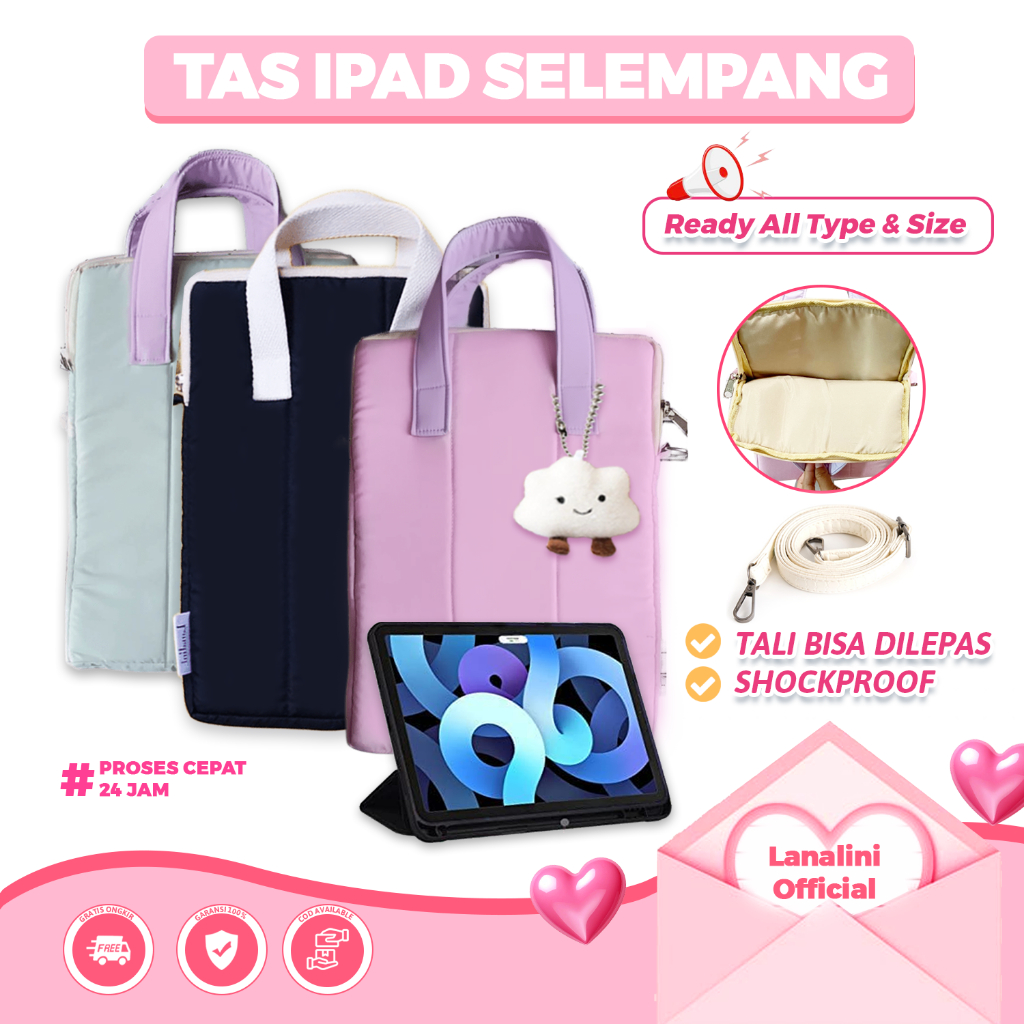 Tas Selempang Tablet Apple iPad 11th 2025 Air Pro M5 M4 M3 M2 M1 Generasi Gen 1 2 3 4 5 6 7 8 9 Mini
