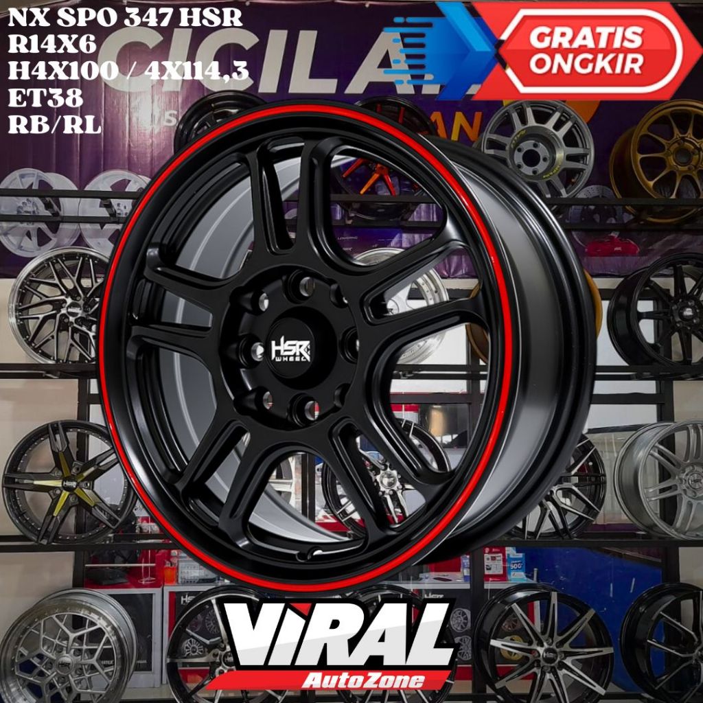 Velg Mobil BRIO , SIGRA , AVANZA , XENIA , HSR NX SPO RING 14 R14 Hitam MURAH