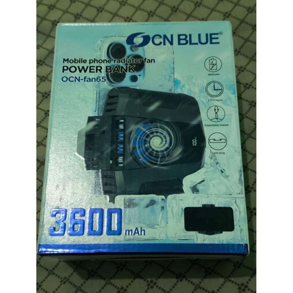 OCN Blue Fan65, Fan Cooler Peltier es untuk hp, baterai tanam bisa jadi powerbank, Pendingin hp kipa