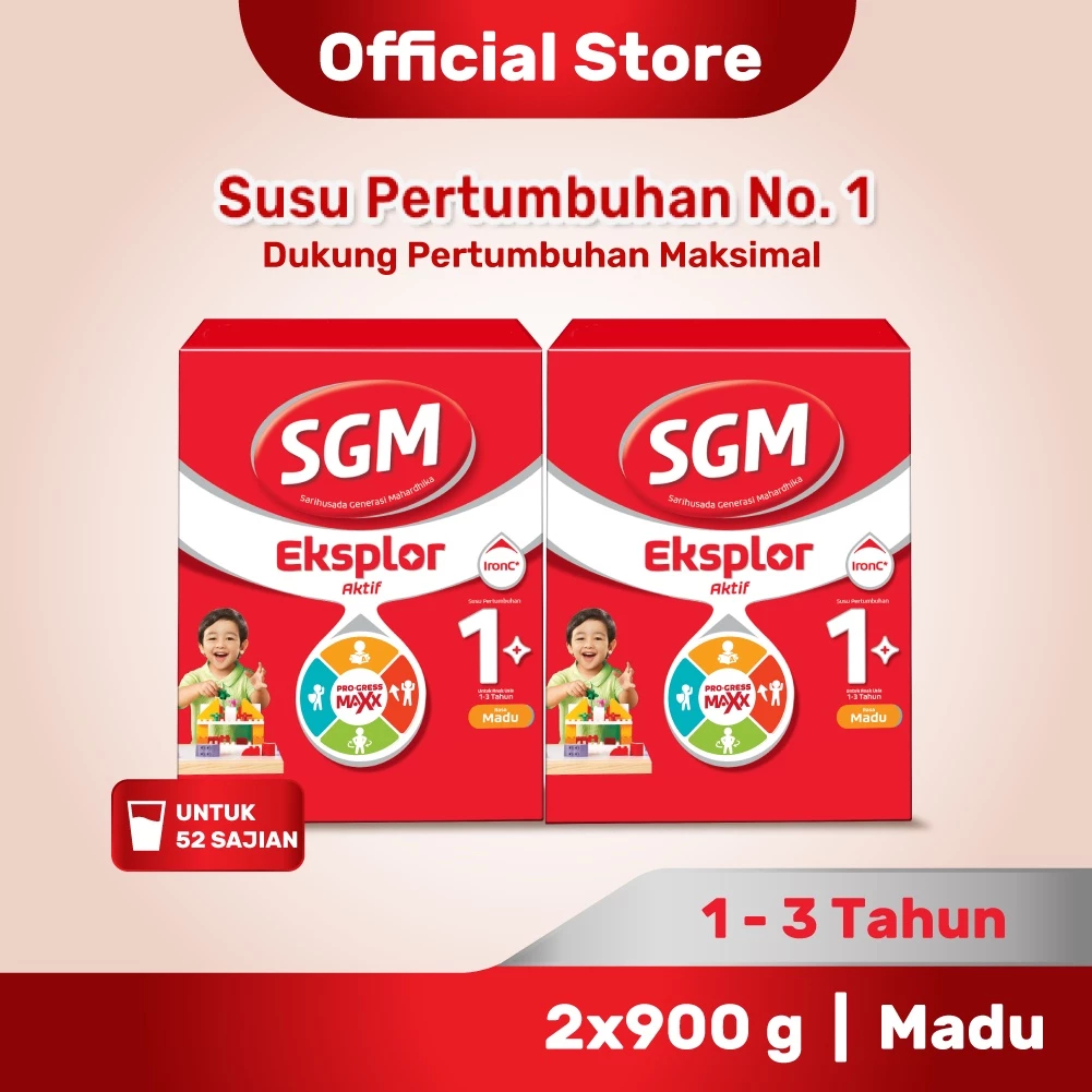 SGM EKSPLOR 1+ Susu Pertumbuhan 1-3 Tahun 900gr (2 Box) – Nutrisi Lengkap Si Kecil