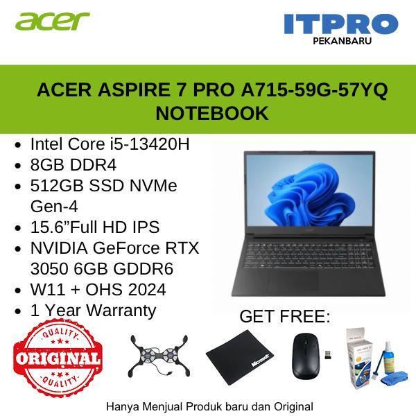 ACER ASPIRE 7 PRO A715-59G-57YQ NOTEBOOK INTEL CORE I5-13420H 8GB VGA RTX3050