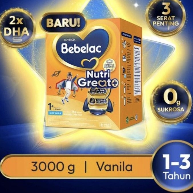 Bebelac 1+ 3000gram  - Nutrisi Lengkap untuk Anak Usia 1-3 Tahun - Susu Bebelac