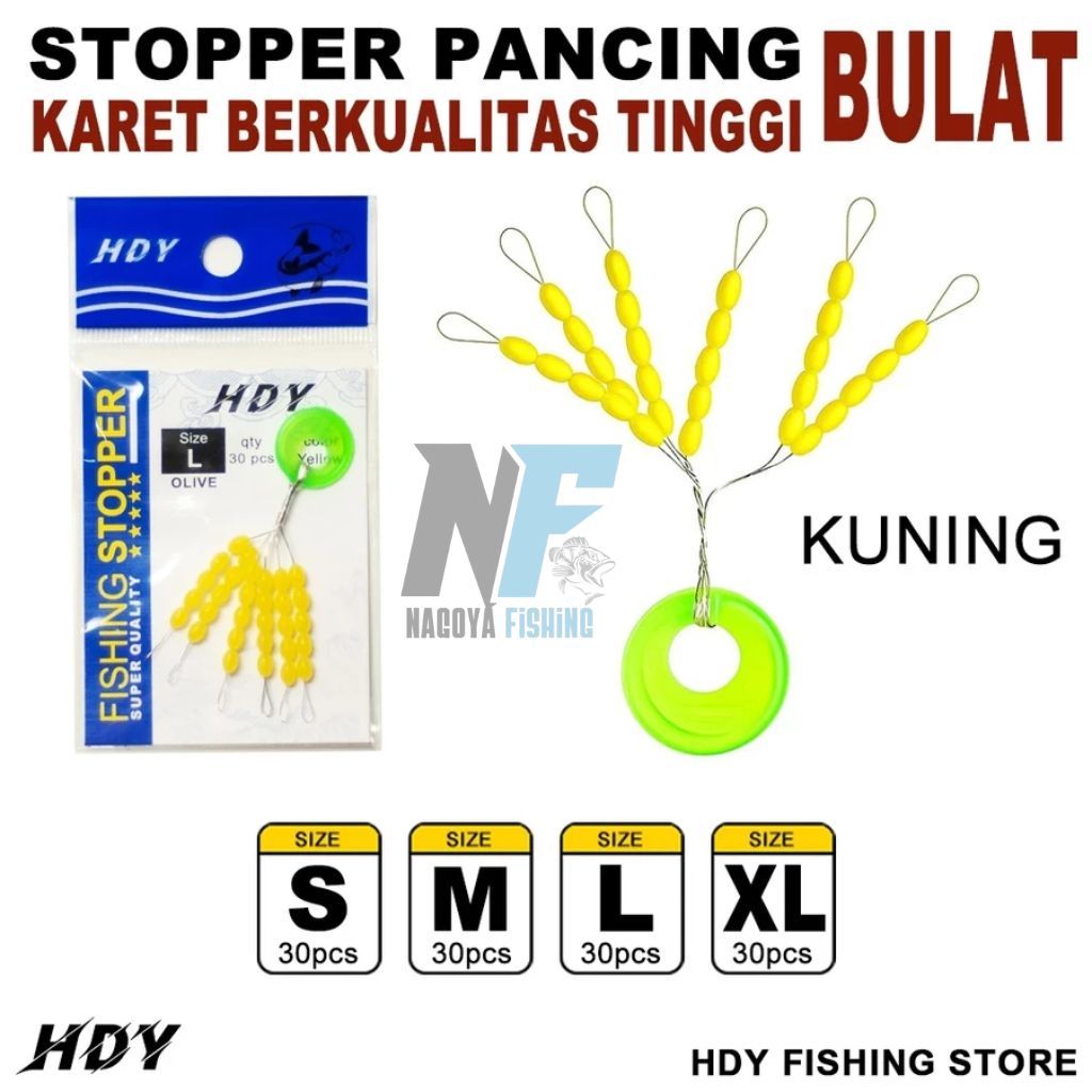 Stopper Pancing Bulat Kecil Besar Warna Kuning Isi 30 Pcs Utecate