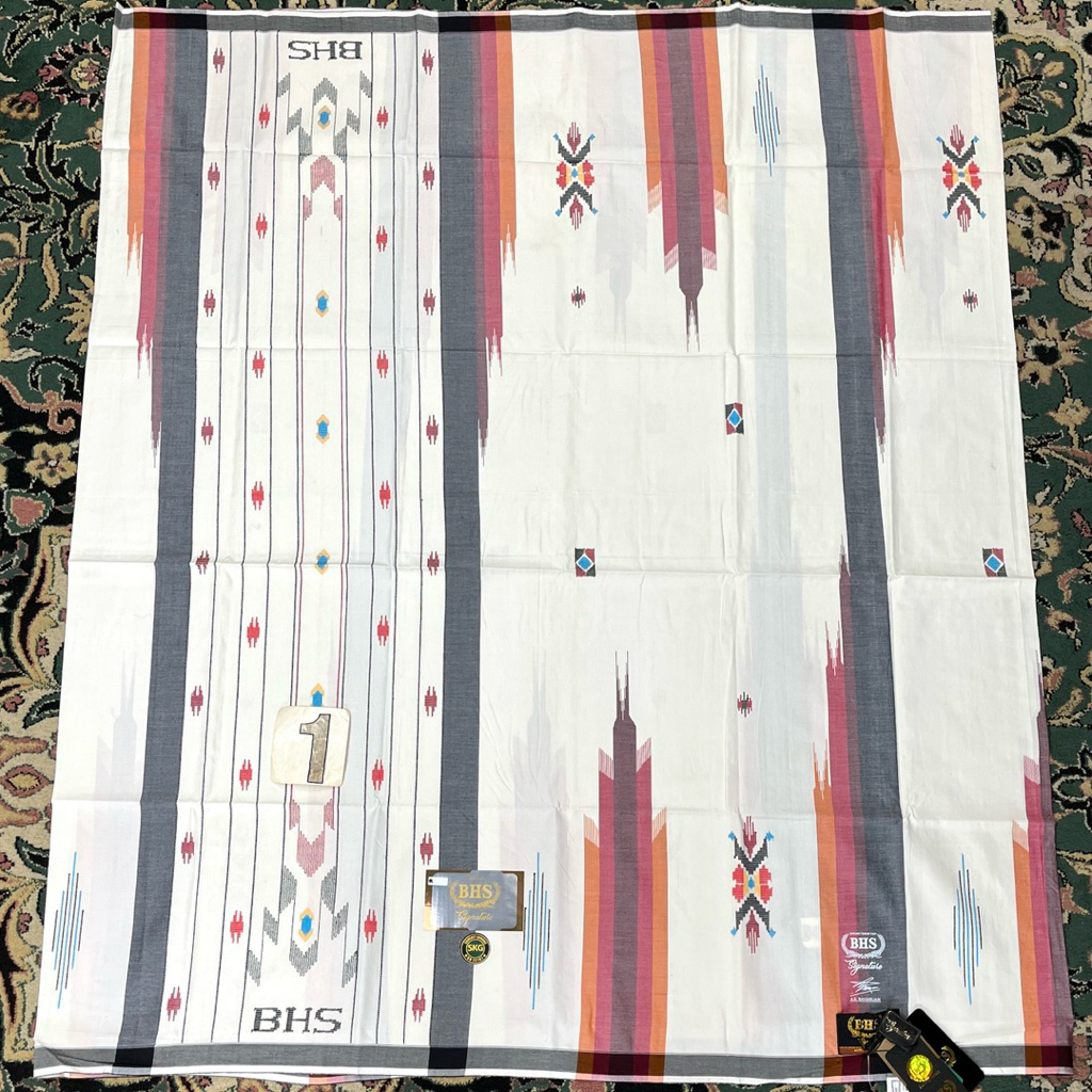 SARUNG BHS SIGNATURE GOLD SKG 1 SONGKET GUNUNG MS MESRES SUTRA WARNA PUTIH