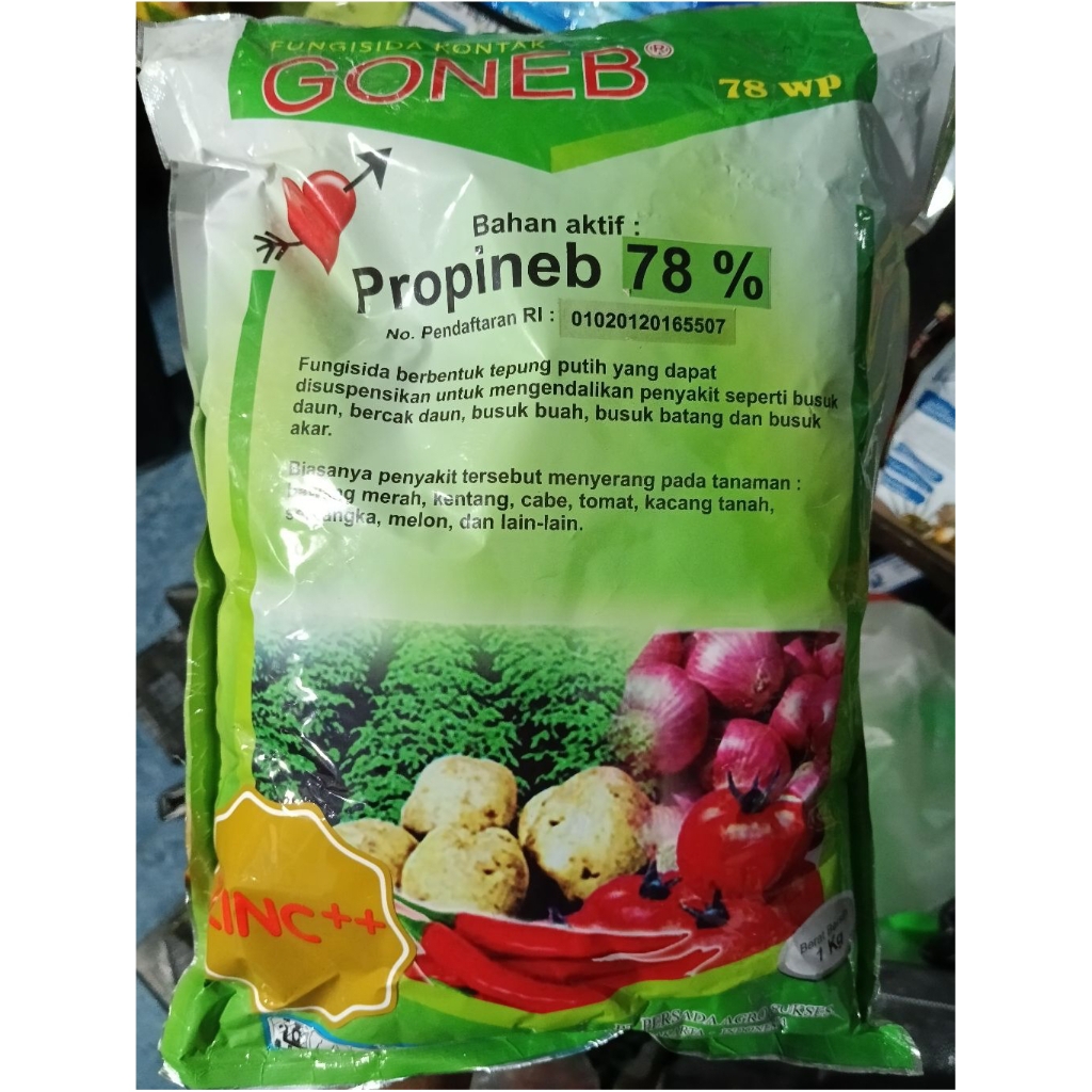 Fungisida Goneb 78WP 1KG berbahan aktif Propinep 78% mengatasi atranoksa cabai, dan busuk daun tanam