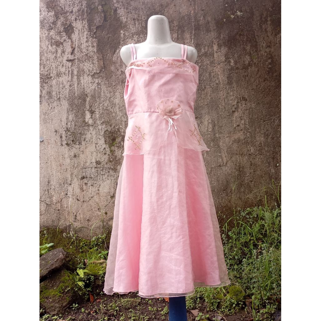 GAUN ANAK ORGANZA PINK