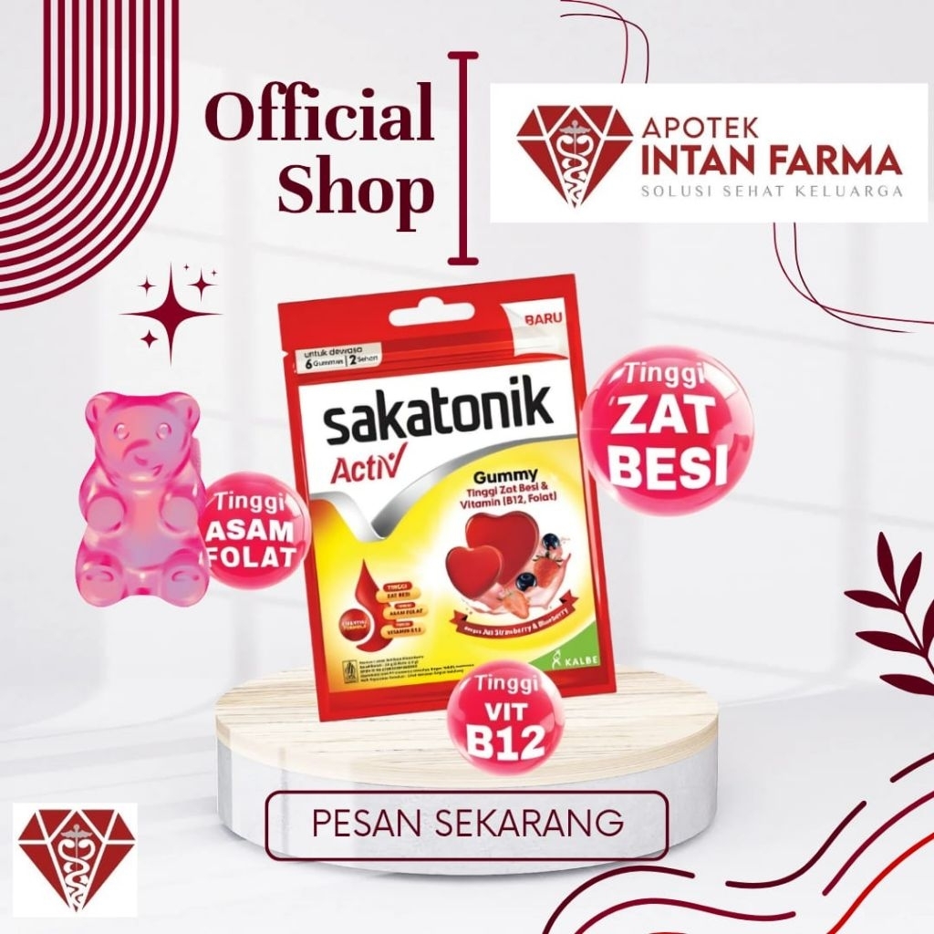 Sakatonik Activ Gummy tinggi zat besi asam folat b12 1 sachet