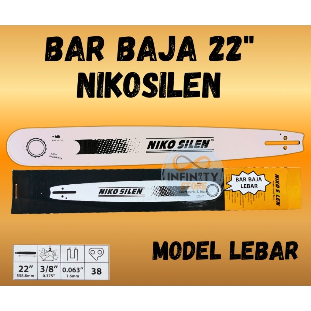 22" Bar baja lebar Nikosilen chainsaw 22inch