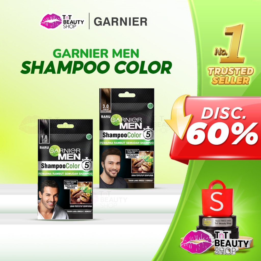 Garnier Men Shampoo Color 1 Sachet | Pewarna Rambut Pria Laki Laki | Tnt Beauty Shop
