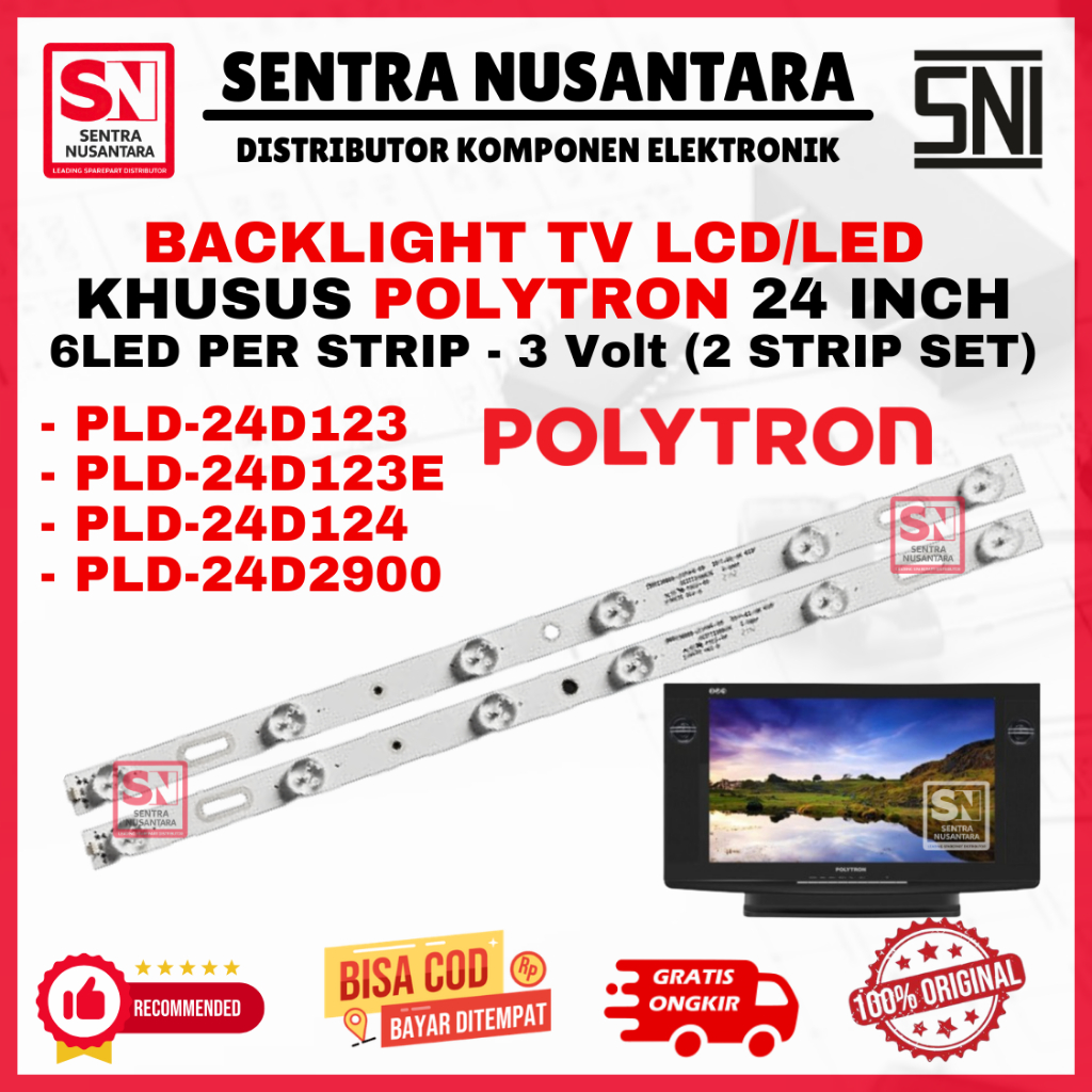 BACKLIGHT TV LED POLYTRON 24 INCH PLD24D123 PLD24D123E PLD24D124 PLD24D2900 ORIGINAL | BACKLIGHT TV 