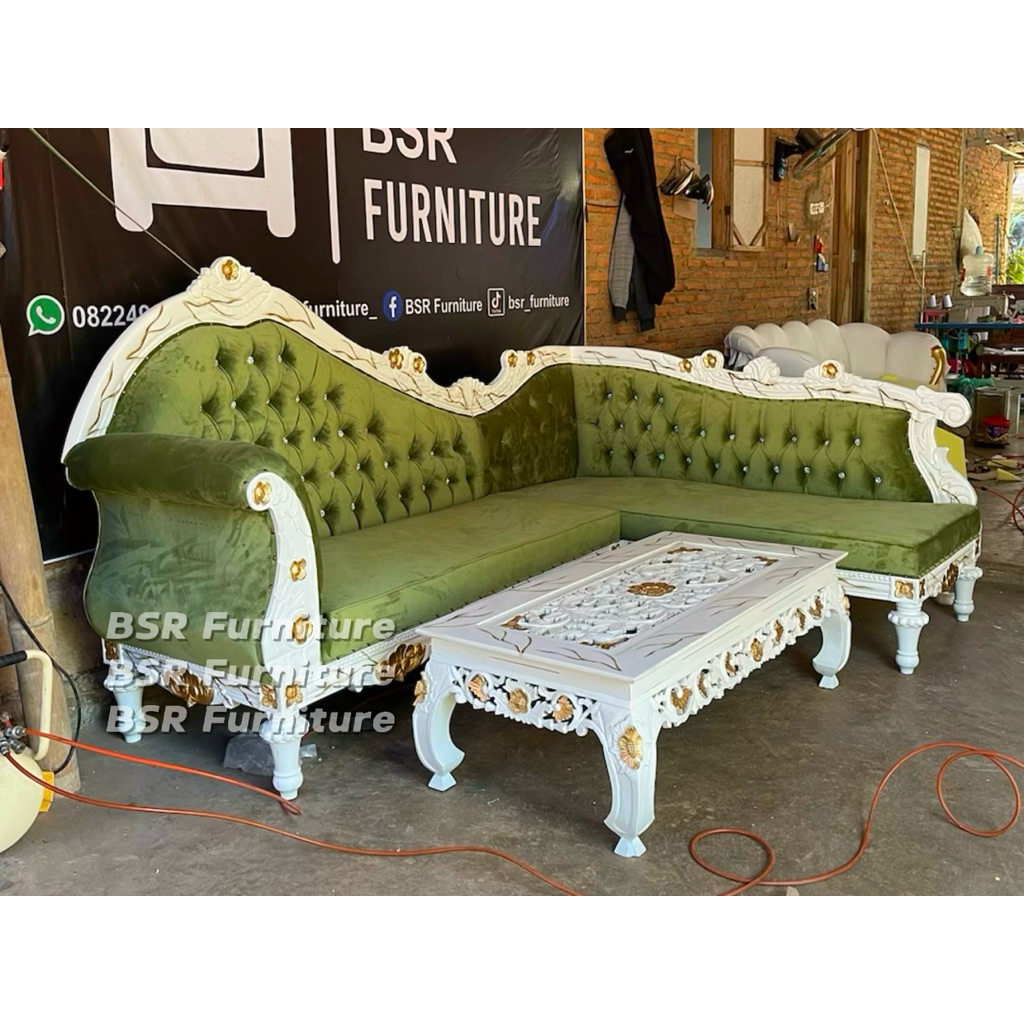 sofa tamu sudut lois / sofa sudut jati ukiran / sofa tamu ukiran jati