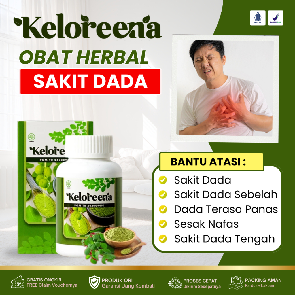 Keloreena Obat Sakit Dada, Sakit Dada Sebelah Kiri Kanan, Sesak Nafas, Asma, Dada Terasa Panas, Saki