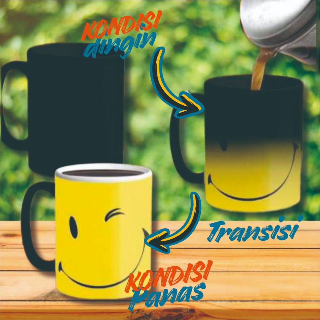 5PCS MUG BUNGLON CUSTOM FOTO | Mug Bunglon magic bisa berubah warna saat terkena air panas