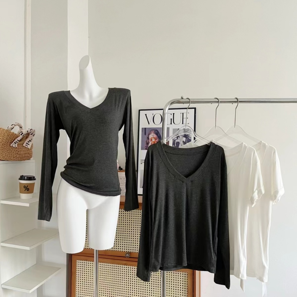 Kaos Wanita Polos Lengan Panjang Oval Terbaru - Kaos Wanita Adem Lengan Panjang