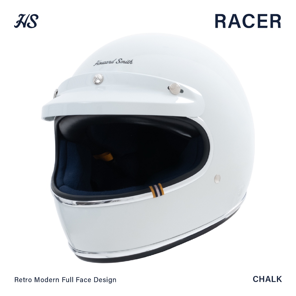 Howard Smith Racer Retro Helm Full Face - Chalk