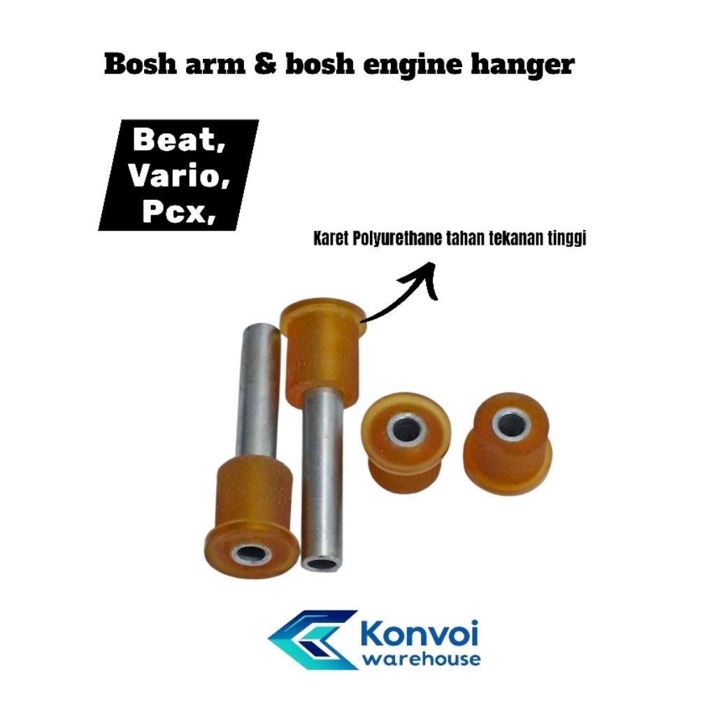 Bosh arm & bosh engine hanger Beat Fi honda matic karet polyurethane,pipa lebih tebal dari ori