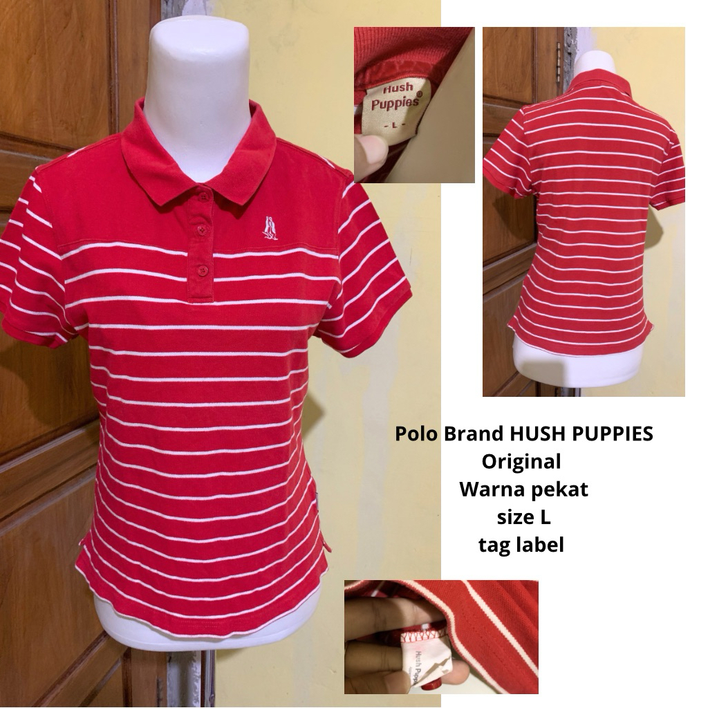 kaos polo wanita bran hush puppies original tag label