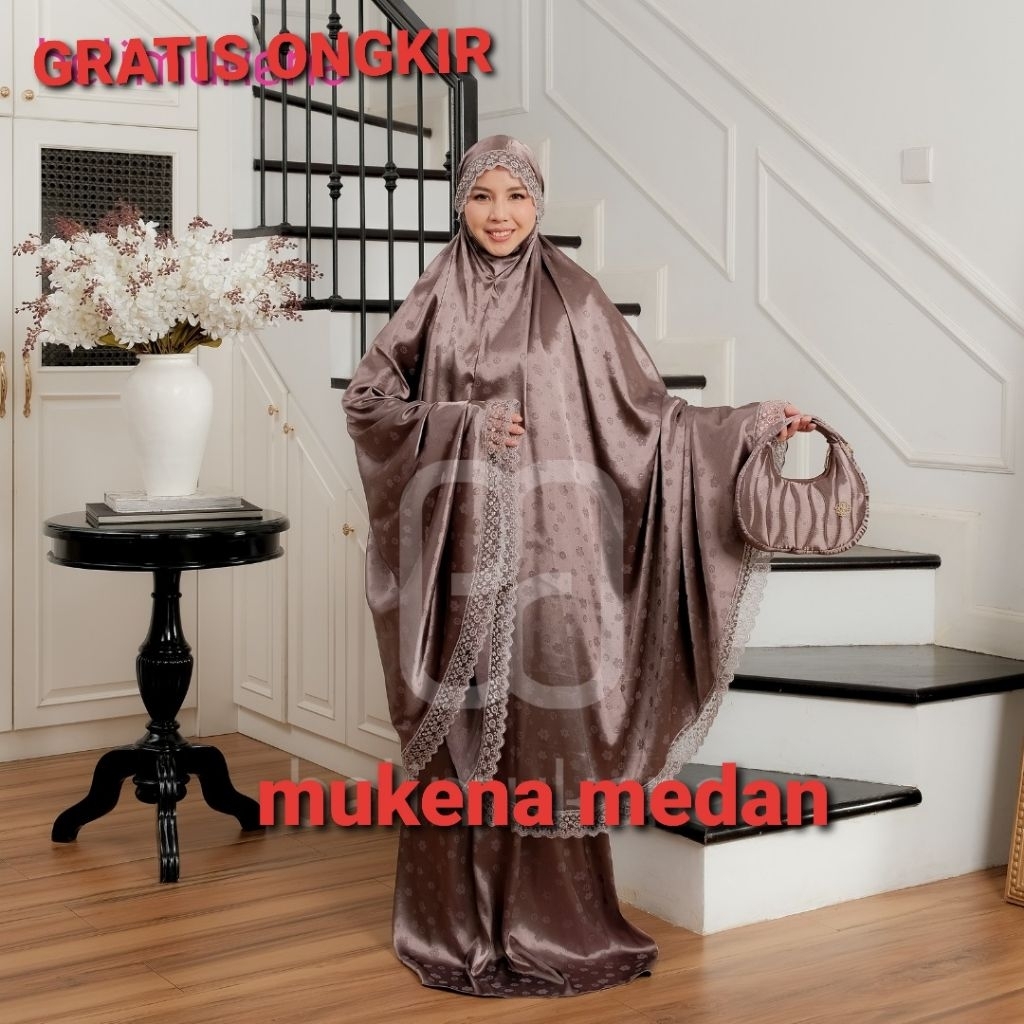 mukena silk jaguar lesti premium tas cantik terbaru medan