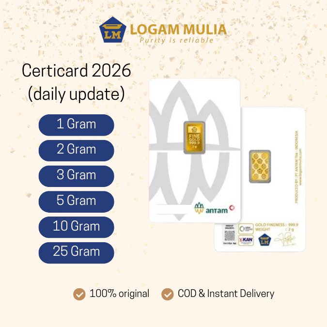 READY STOCK Antam Logam Mulia Emas Antam 1 gram 2 gram 3 gram  5 gram 10 gram 25 gram 2026 daily upd