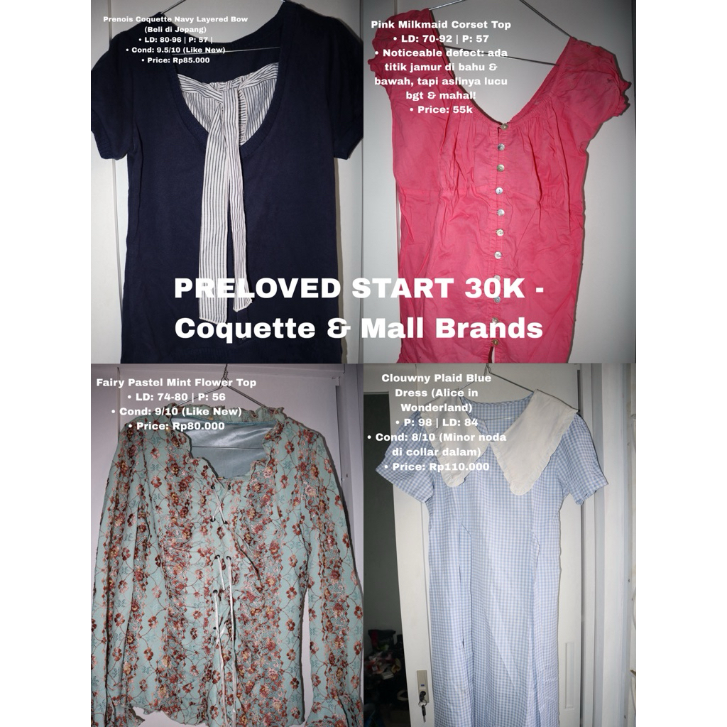 PRELOVED - Coquette, Formal Kemeja Mall Brands (H&M, Prenois, Clouwny, dll)