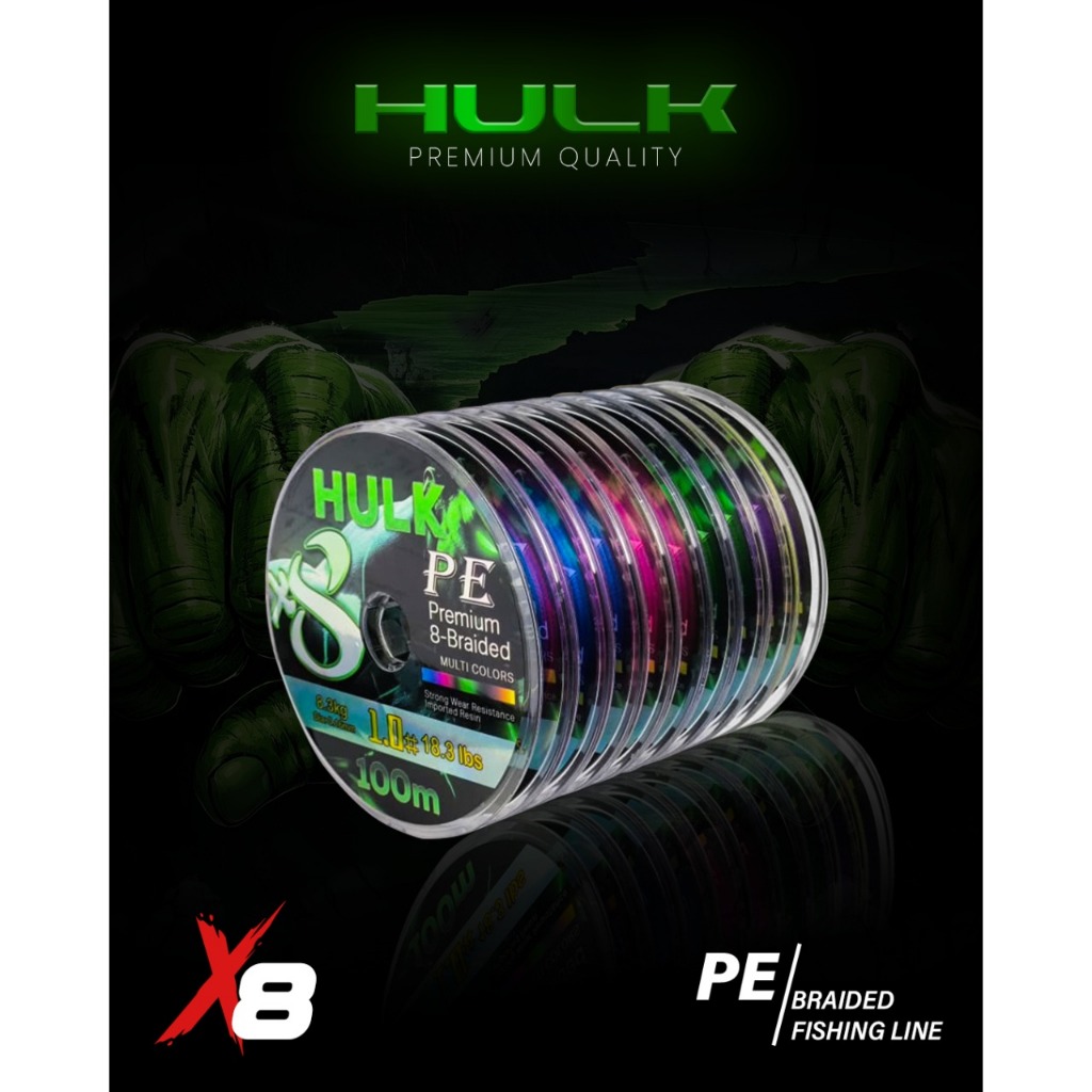 Senar Benang Pancing PE HULK X8 50M Konekting (PE 1 - PE 5) Multicolour Murah