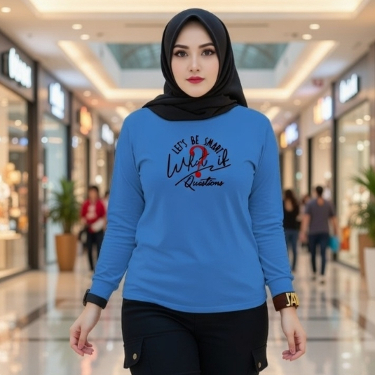 kaos wanita lengan panjang /atasan wanita lengan panjang bahan babyterry/baju wanita bordir