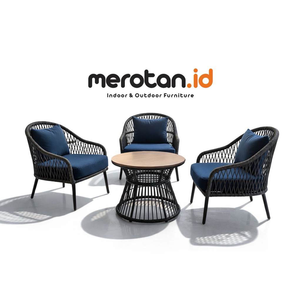Set Kursi Tamu Outdoor Anyaman Rotan Sintetis / Set Kursi Santai Anyaman Rotan Sintetis / Kursi Tamu