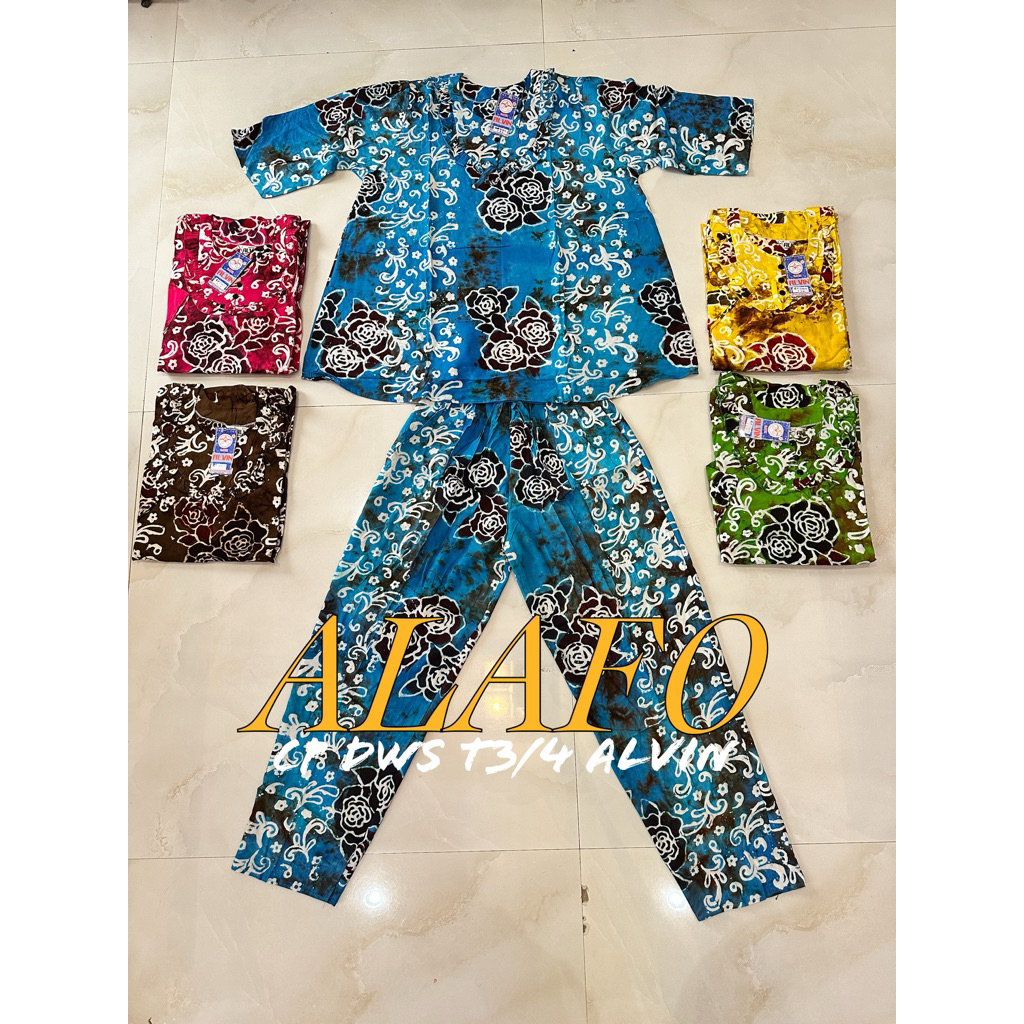 BAJU TIDUR NYAMAN CP DEWASA T3/4 BATIK ALVIN CITAK